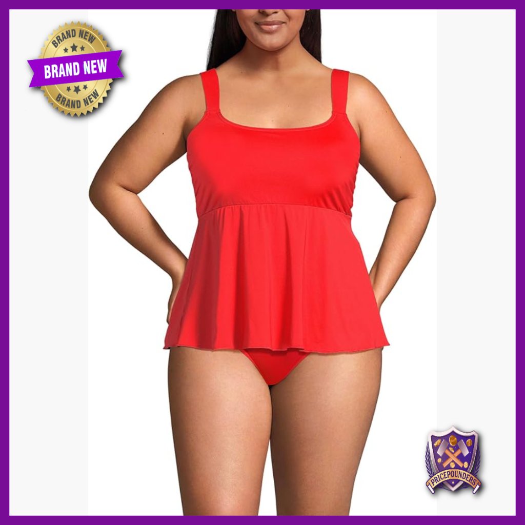 Adjustable Scoop Neck Flutter Tankini Top Upf 50 Plus Size